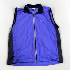 Nike Womens Purple Full Zip Golf Vest Fleece Collar Mesh Panels Size L